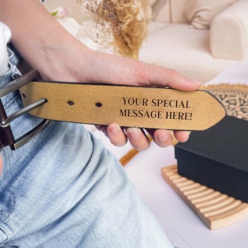 Custom Text Engraved Leather Belt, Your Special Message Here, Custom Engraved Leather Belt for Daddy, Husband, Boyfriend on Christmas, Anniversary, Birthday, Valentine4