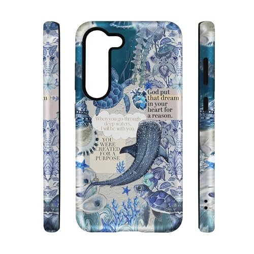 qizjio Whale Shark Phone Case Shockproof Protective Christian Cases for Samsung Galaxy S23