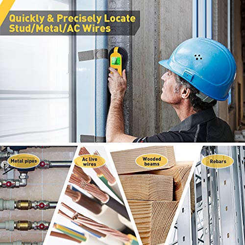 Stud Finder - 4 in 1 Electronic Wooden Metal Stud Sensor Locator Wall Scanner Detector Wood Beam Finders Center with Battery and LCD Display for Wood AC Wire Metal Studs Detection