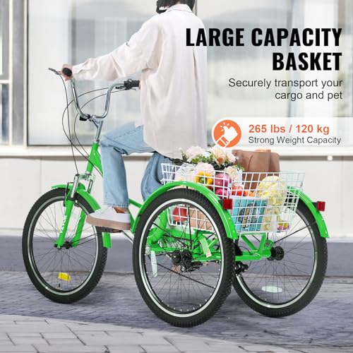 Image of VEVOR Folding Adult Tricycle,Adult Folding Trikes, 3 Wheel Cruiser Bike with Large Basket & Adjustable Seat, Shopping Picnic Foldable Tricycles for Women, Men, Seniors