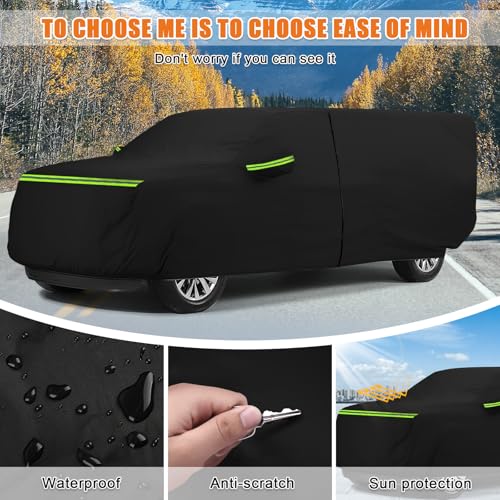 Image of Waterproof Cover for Truck with Rear Topper, Replace for Ford F-Series,Chevy Silverado, Dodge Ram,CrewCab 5.5 ft, Heavy Duty Truck Cover with Door Zipper for Snow Rain Dust Protection (235 inch)