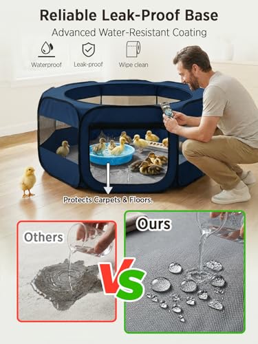 Image of UWE Extra Large Small Animal Playpen, Waterproof Foldable Pet Pen, Blue