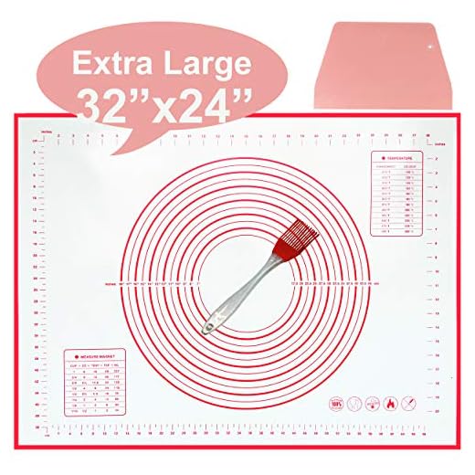 Extra Large Silicone Pastry Mat, 32" x 24" Nonstick Baking Mat with Measurement Counter Mat, Kneading Board for Dough Rolling,Oven Liner, Pie Crust Mat