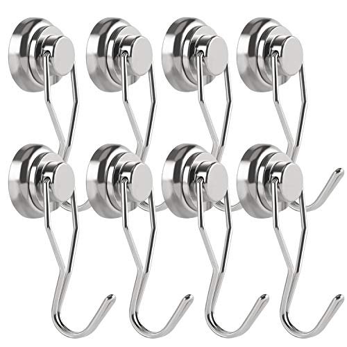 Best Cyber Monday 🔥 MHDMAG Swivel Swing Magnetic Hooks, Heavy Duty Magnet Grill Hooks Refrigerator with Neodymium Rare Earth for Picture Hanger, BBQ, Home, Kitchen, Office,Wall, Garage or Warehouse, 8 Pack G25