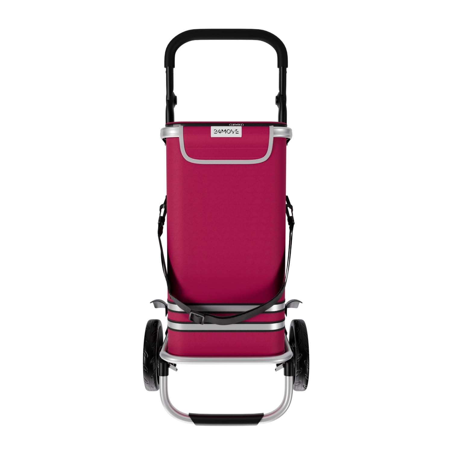 24MOVE® Einkaufstrolley Vehlo klappbar mit 55L inkl. Kühlfach, Faltbarer 3in1 Trolley - Sackkarre und Tasche, bis 30kg belastbar, rot