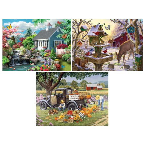 Set de 3 Rompecabezas Jigsaw Bits and Pieces para Adultos – 100 Piezas Cada Uno, Temas Estacionales: Dream Landscape, Home Grown y Sunrise Feasting – Piezas Únicas Cortadas al Azar, Medidas 15" x 19" miniatura 2