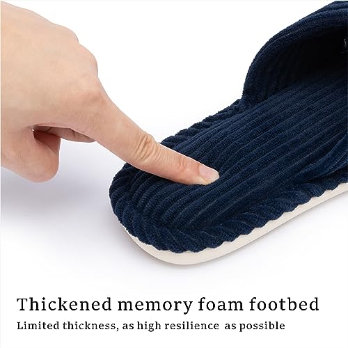 Image of Chantomoo Slippers for Women Memory Foam House Womens Slipper Slides Home Bedroom Bathroom Spa Open Toe Corduroy Bow Slippers Cozy Comfortable