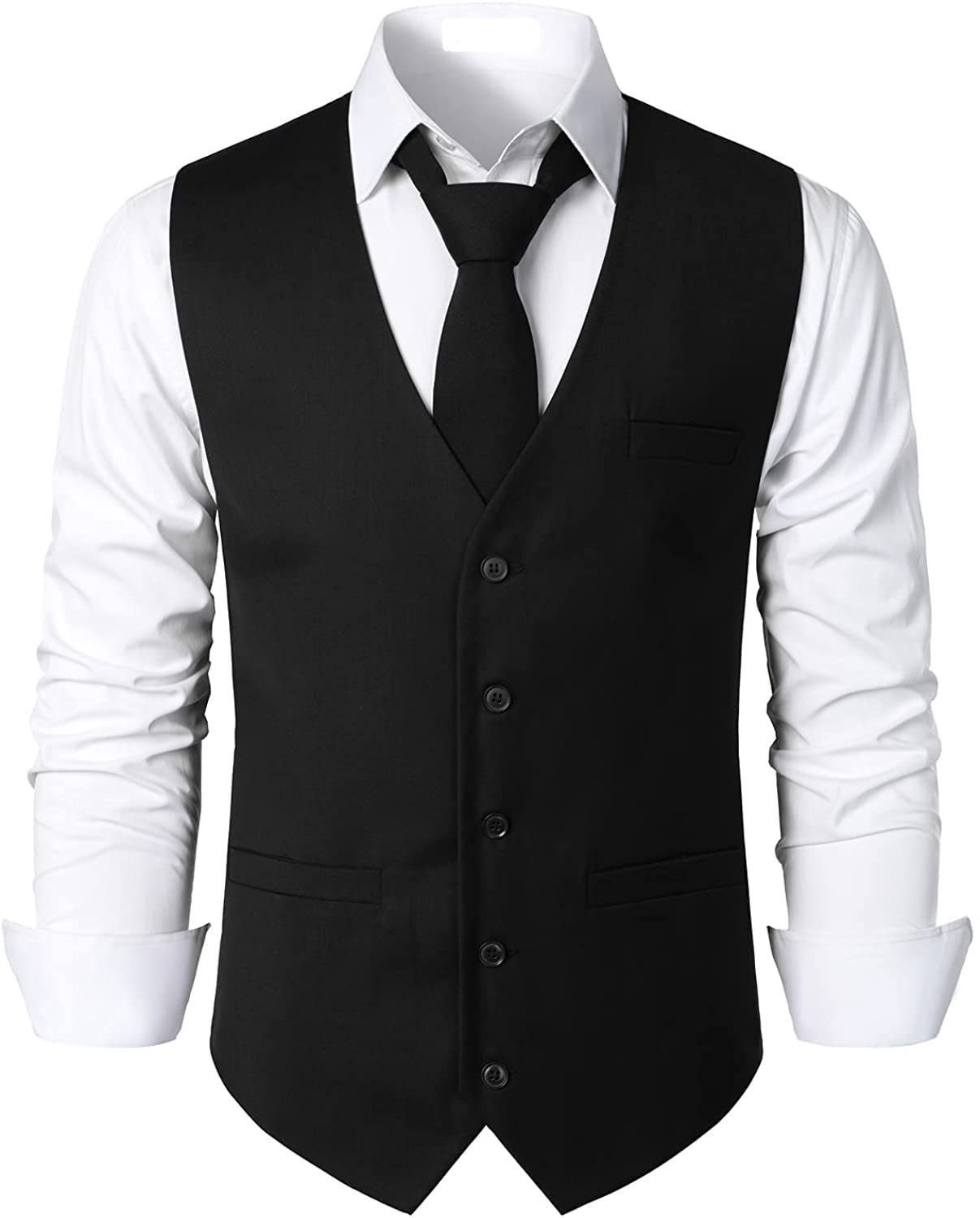 Waist Coat for Men Black Blazer Stylish Half Jacket Sleeveless Black Coat Latest Waist Coat for Wedding Party Office Wear-image-13