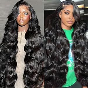 13×6 Lace Front Wigs Human Hair 180% Density Body Wave HD Lace Front Wigs Human Hair Pre Plucked Natural Color Virgin Human Hair Lace Front Wigs for Women (18inch)