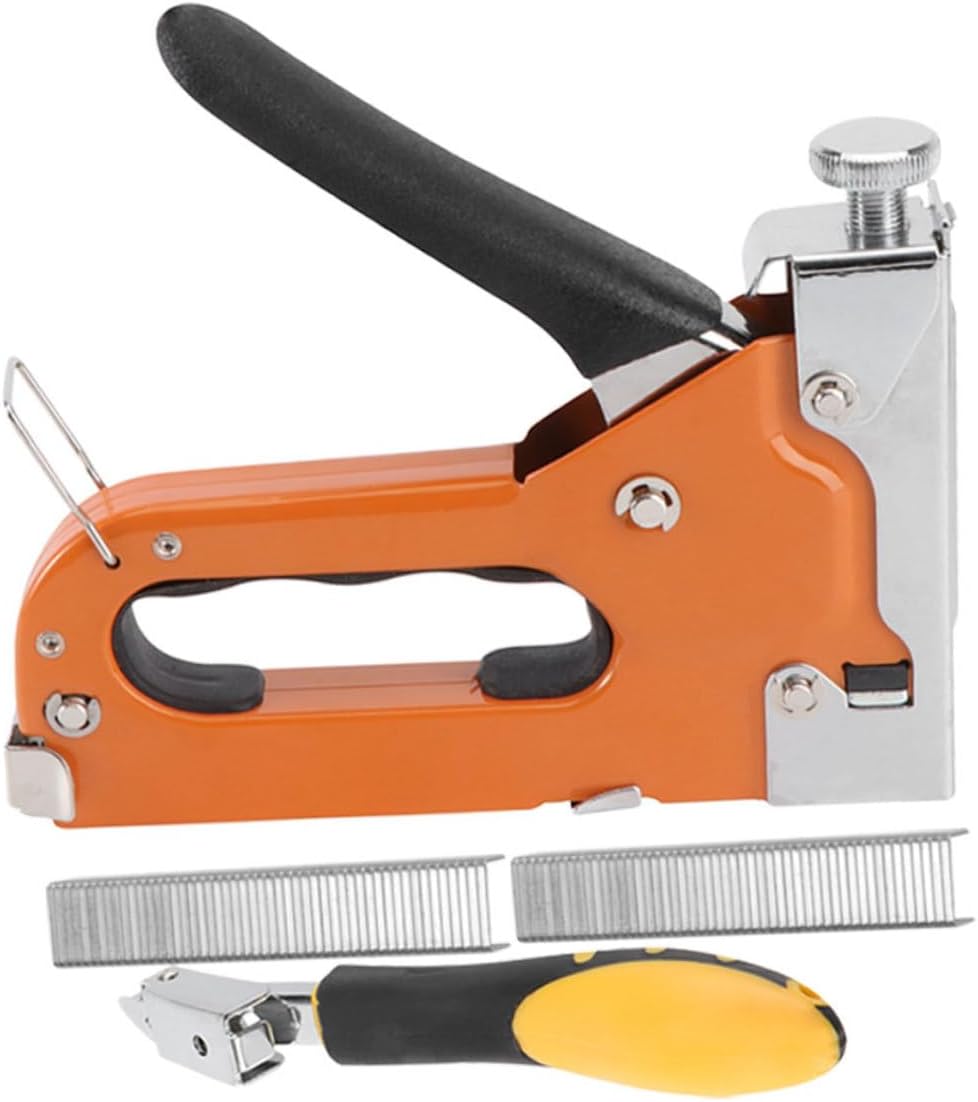 Homoyoyo Manual Nailer Set for Wood and Metal Multi-Function Stapler Tool Staples Portable Nail Fastening Tool for Carpentry and Upholstery Adjustable Pressure 1 Set