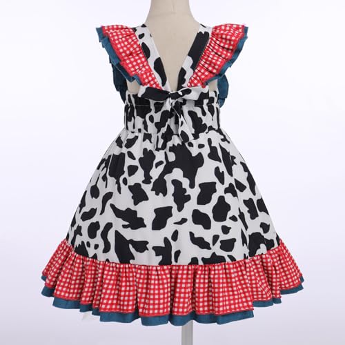 IDOPIP Toddler Baby Girls Cow Plaid Strawberry Rainbow Tutu Dress Summer Sleeveless Princess Birthday Party Dresses Clothes4