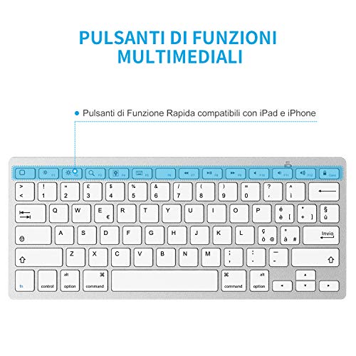 OMOTON Tastiera Bluetooth Wireless per iPad - Layout Italiano - Ultrasottile - Compatibile con iPad PRO, iPad Air, iPad Mini e Tutti i Tablet Apple [Bianco]
