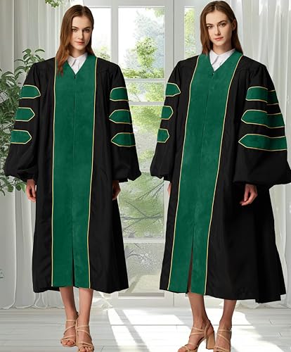 Image of MyGradDay Unisex Deluxe Graduation Doctorate Robe with Gold Piping Available for Customization
