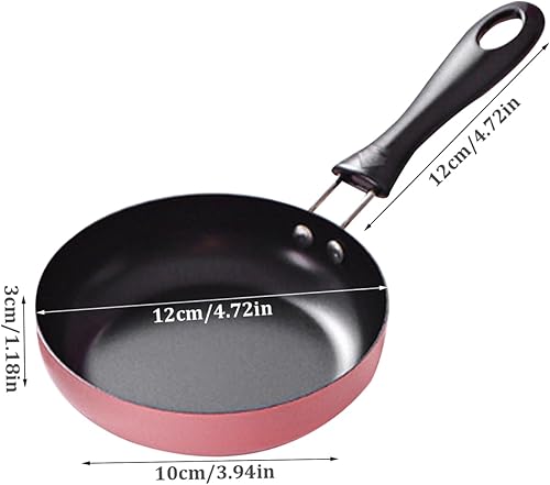 Miniatura 6 de Sartén pequeña, sartén de huevos de 4.7 pulgadas, resistente al calor, sartén antiadherente con asa, sartén redonda portátil para tortilla para