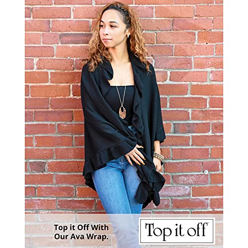 Ava Ruffle Wrap - Women’s Triangle Shawl - Made from 100% Natural Cotton - Fashion Wrap-Around Layering Scarf3