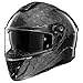 ILM Motorcycle Helmet Lightweight Carbon Fiber Full Face Dual Visor Helmet with Rear Wing Pinlock Compatible Men Women Motorbike Street Bike DOT ECE Model-861C (Snake-Effect CarbonFiber,XL)