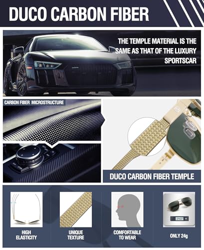 Image of DUCO Aviator Sunglasses for Men Women Carbon Fiber Polarized Sunglasses Men UV Protection for Driving Golf Fishing 3051