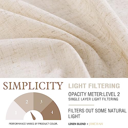 Jinchan DYMGM-3036P2C00 Beige Kitchen Curtains Linen Tier Curtains 36 Inches Farmhouse Cafe Curtains Flax Country Rustic thumb #3