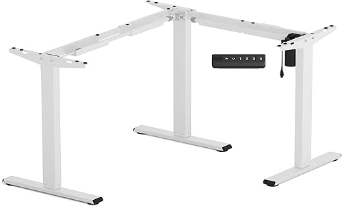 SANODESK Marco de escritorio de pie en forma de L, escritorio eléctrico para juegos de pie con altura ajustable, base de escritorio de esquina de