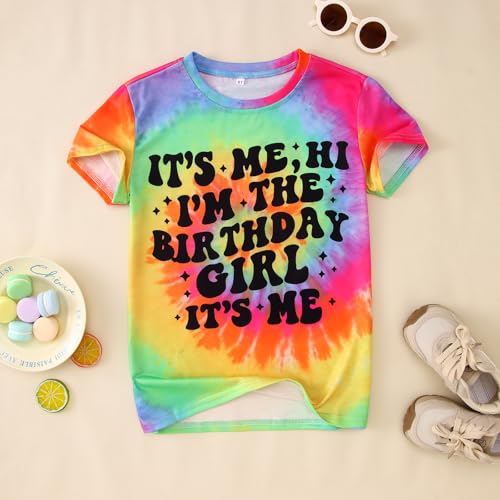Its Me Hi I’m The Birthday Girl Shirts Kids Toddler Girls Birthday Tie Dye T-Shirt Party Outfits Tees Tops 5-10Y4