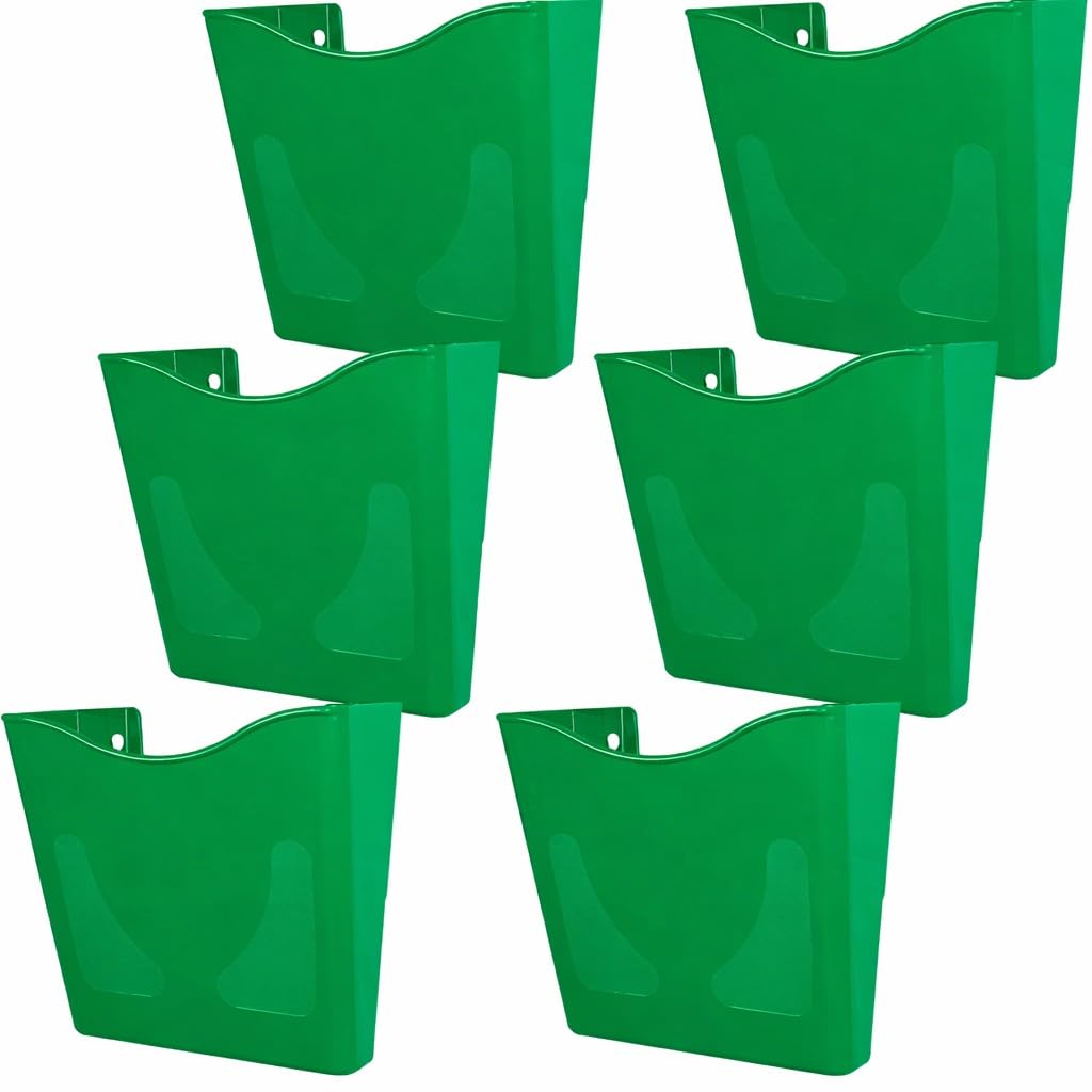 Deflecto 6 Pack Green Portrait A4 Wall Mounted Document Holder - A4 Sign Holder - A4 Leaflet Holder Wall Mounted Letter Rack - Leaflet Display Stands - A4 Poster Holder - A4 Menu Holders