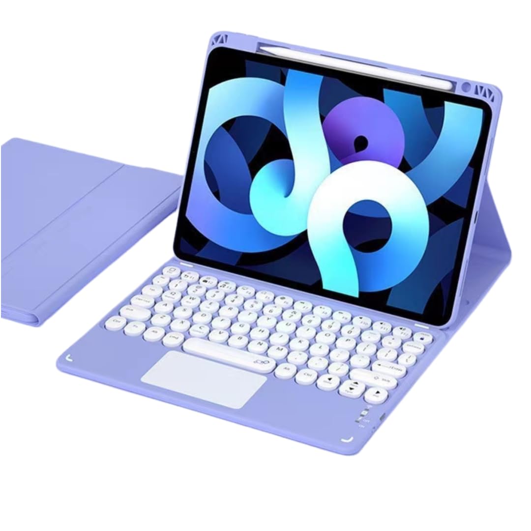 NUWONAYA Keyboard Case for iPad Air 13 inch (M3/M2)/Pro 12.9" 6th/5th /4th/3rd Gen with Touchpad, Candy Color Round Keys Magnetic Detachable Keyboard，