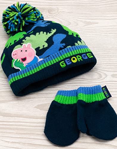 Peppa Pig George Hat And Mittens Kids Knitted Winter Beanie Gloves2