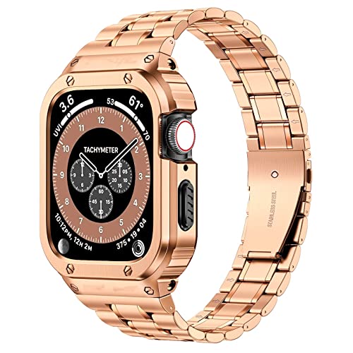 Image of MioHHR Stainless Steel Band with Case for Apple Watch Bands 41mm /40mm /38mm