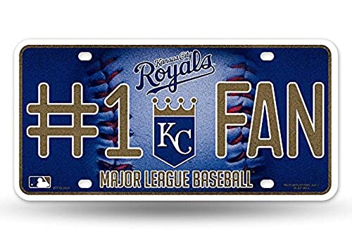 Rico Industries MLB Kansas City Royals Bling #1 Fan Metal Auto Tag Plate, 12 x 6-Inch, Silver