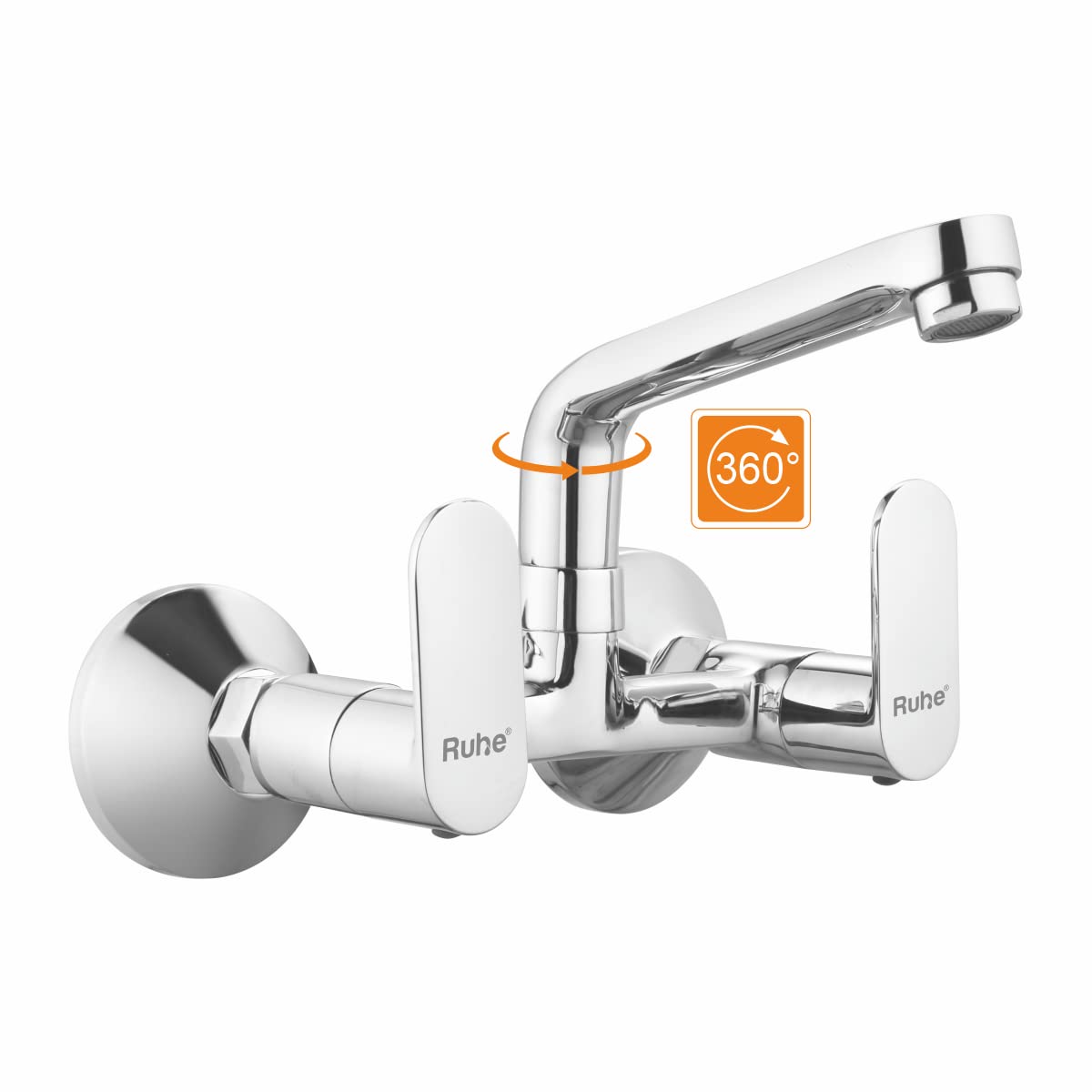 Ruhe® Demure Swivel Spout Faucet/Tap | Double Lever Sink Mixer Swivel Spout Faucet/Tap | Wall Mount | Chrome Finish for Kitchen Sinks & Bathrooms (B09G2VYHXX) Amazon Price History, Amazon Price Tracker