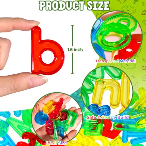 Image of Bbiamsleep 78PCS Plastic Lowercase Letters Light Table Manipulatives | Colorful Transparent Letters Light Table Accessories for Sorting Counting Training Spelling