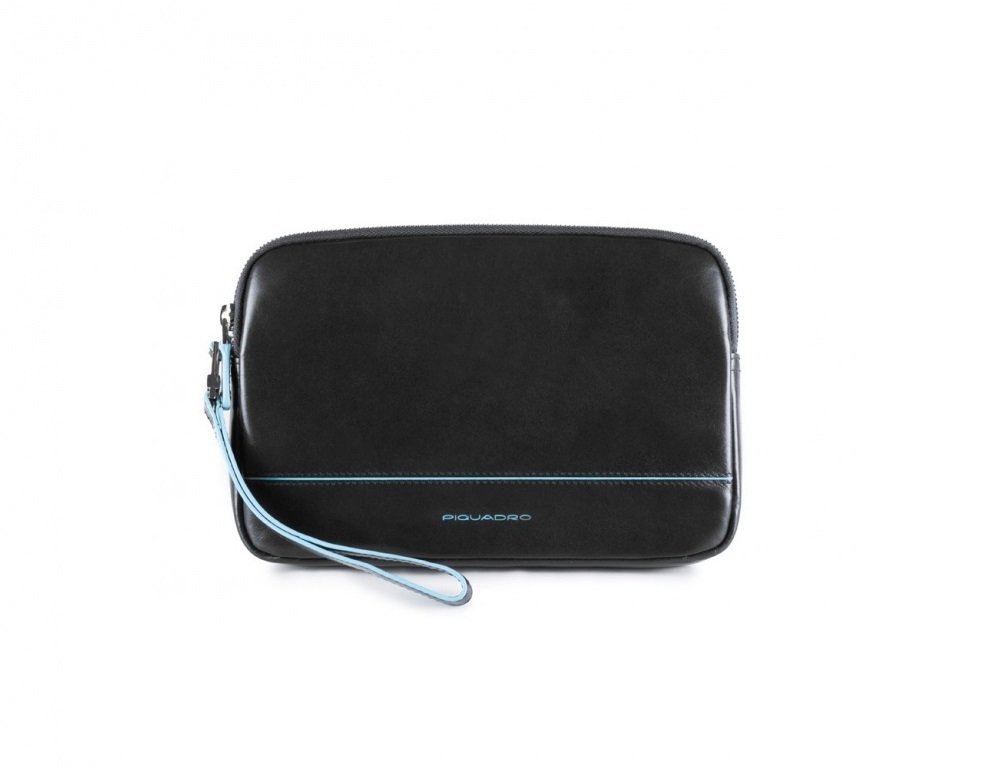 PIQUADRO - Astuccio In Pelle Con Cerniera E Laccio Laterale, Borsa con manico lungo Uomo