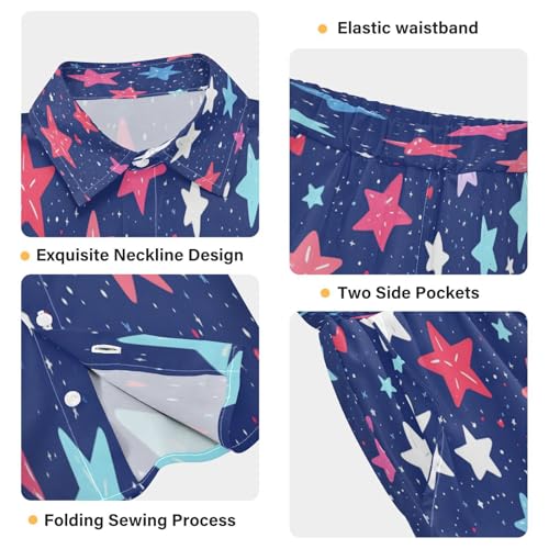 Boccsty Fourth Of July Colorful Stars Boy Summer Shorts Sets Hawaiian Toddler Boys T-Shirt & Pants 2 Pcs 3T4