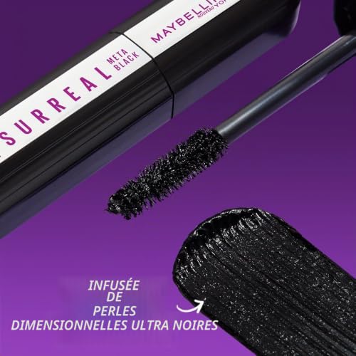 Maybelline New York - Mascara Effet Extension de Cils Extra Noir - Longueur & Volume - Tenue 24H - Falsies Surreal Meta Black - Noir - 10 ml