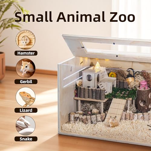 Hamster Cage Chewproof, 32" Wooden Guinea Pig Cage for Small Animals, Openable Top with Easy View Acrylic Panels for Hamster, Rabbit, Guinea Pig, Hedgehog(32" L x 15.7" W x 15.7" H) - Image 4