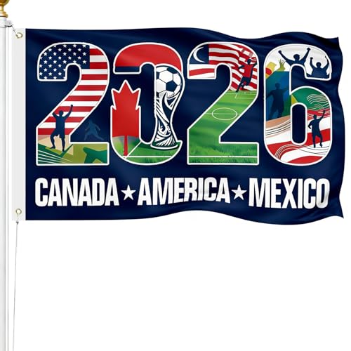 World Soccer Flag 2026 American Canada Mexico Football Supporters Banner 53FT World Football Flags 2026 for Outdoor Terrace Decoration and Fan Gathering Events Great Soccer Fans Gifts