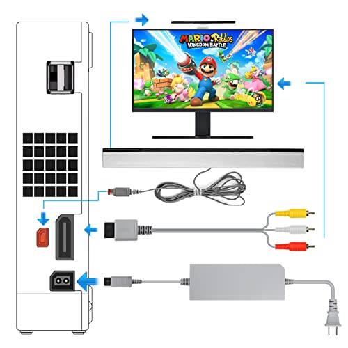 3 In 1 Wii Power Cord Adapter + Wii Cables Composite Audio Video Cable + Wii Sensor Bar Wired Infrared Ray Sensor Bar Compatible With Nintendo Wii(Not For Wii U) #TOP4