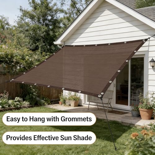Filet d'ombrage contre la chaleur : bâche marron 8x10 m œillets - 3