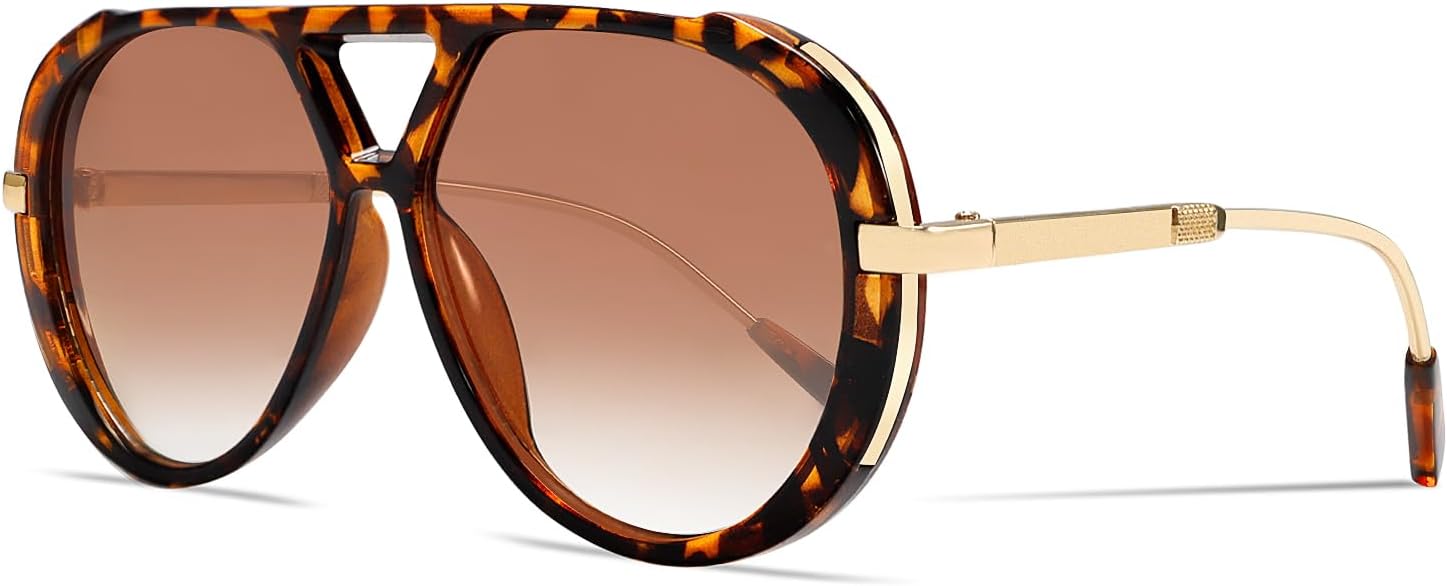 Retro Gold Aviator Sunglasses for Women Men, 2025 Metal Oversized 70s Aviators Black Sun Glasses