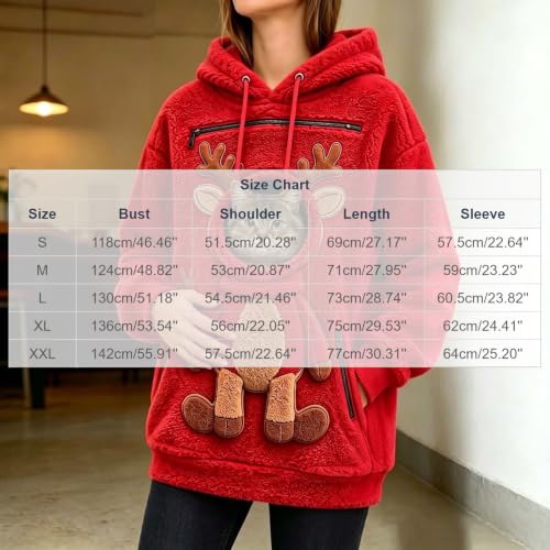 Rkwins Womens Christmas Hoodie with Dog Pouch Fuzzy Fleece Pet Sweatshirts - image 3