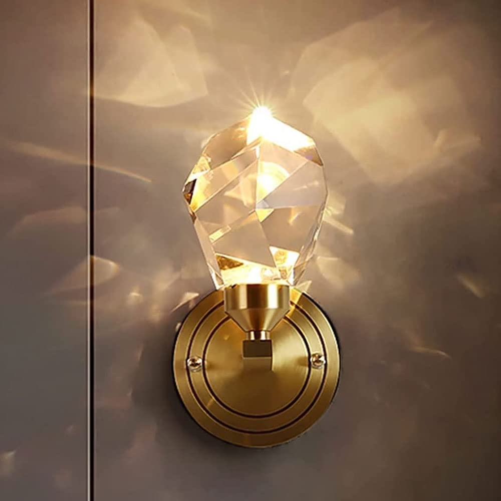 HXYSXHJUO Wall Lamps, Room Lights, All Copper Crystal Sconces Modern Living Bedroom Lamp Fashion Light Led (Coolwhite)