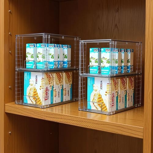 XWYWX 4 Cajones Apilables Medianos, Organizadores Acrílicos Transparentes con Asas, Fácil Montaje para Baño, Cocina Bajo Fregadero, Gabinete, Armario, Maquillaje y Despensa - imagen 6