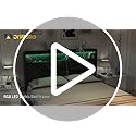 LED Full Size Bed Frame with 2 Storage Drawers, Upholstered Full Bed Frame with Headboard and Charging Station, No Box Spring Needed, Easy to Assembly-Light Grey