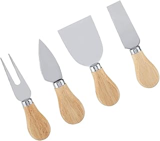 4PCS Cheese Knives Set with Wooden Handles Precision Slicing Gourmet Cheese Cutting Tools for Cheese Boards Entertaining Gifts Stainless Steel
