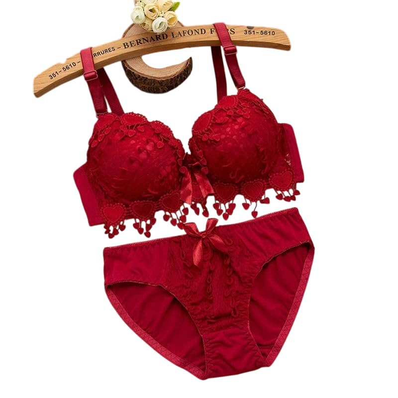 Women's Cotton Blend Self Design Padded Bra and Panty Set | Comfortable Innerwear for Women (Pack of 1)-image-8