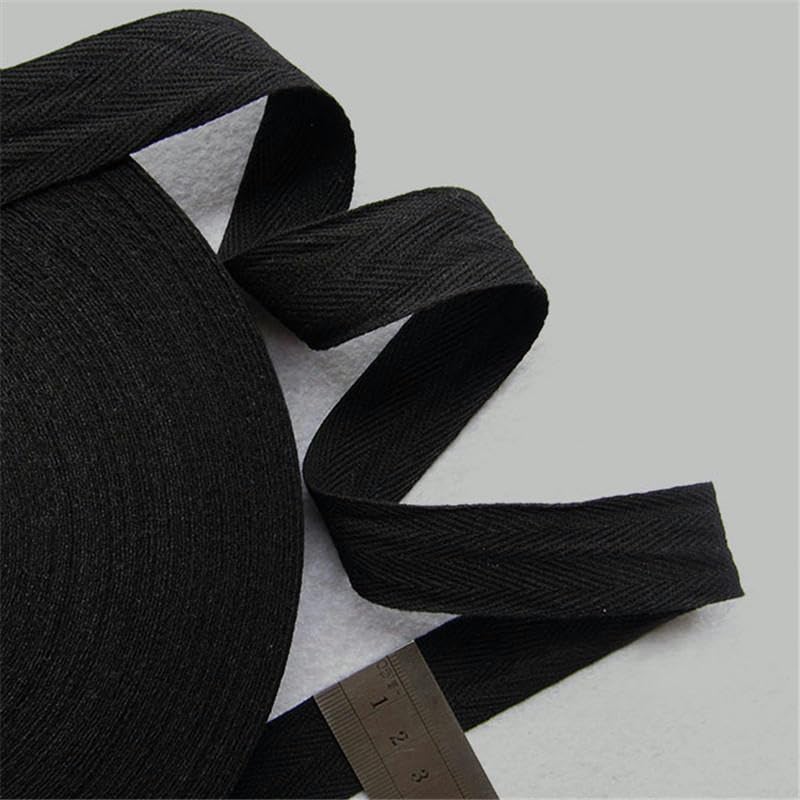 Neues DIY-Stoffzubehör, 100% Baumwolle, schwarzes Fischgrätenband, Paket, Baumwollband, 10 mm, 12 mm, 15 mm, 20 mm, 25 mm, 30 mm, 40 mm, 50 mm – 20 mm Breite