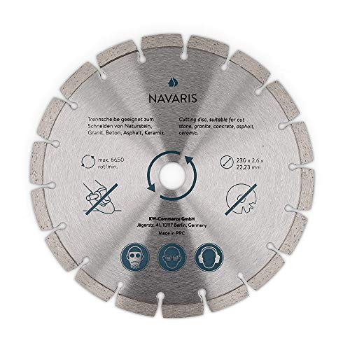 Navaris Disco de corte de diamante - Hoja circular de 230 MM Para amoladora angular para cortar hormigón azulejos listones madera piedra ladrillos