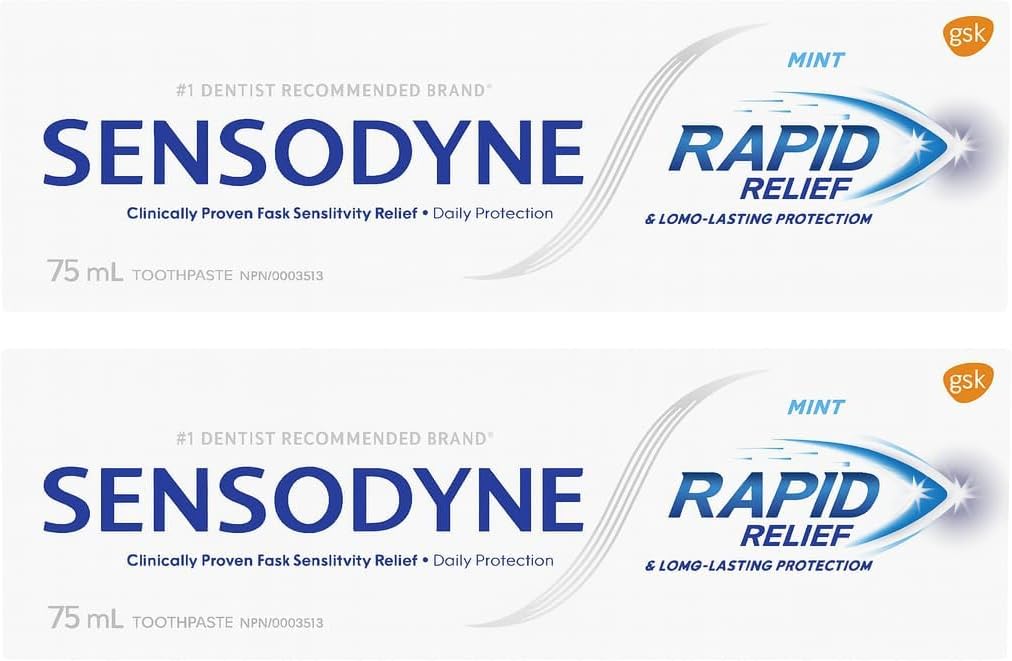 Sensodyne Rapid Relief Sensitivity Toothpaste, Mint, 3.4 oz (Pack of 2)