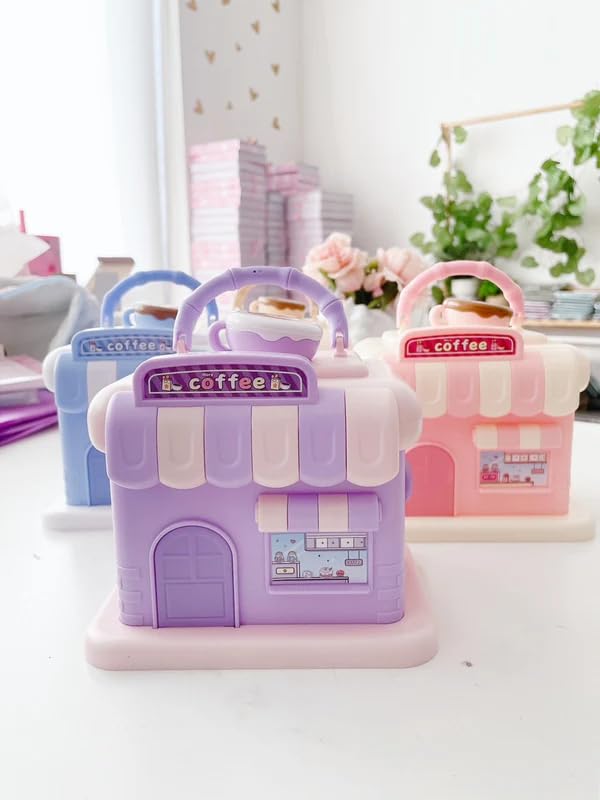 Image of Money Saving Bank with Coin Slot / /Creative Cartoon Design Money Bank / /Plastic Piggy Bank for Boys & Girls (Pack of 1) (Coffee Shop - Blue)