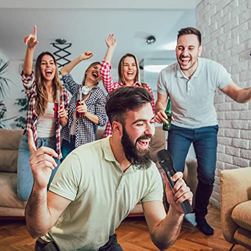 Microfone sem fio BT conjunto de placa de som de metal duplo profissional UHF microfone dinâmico sem